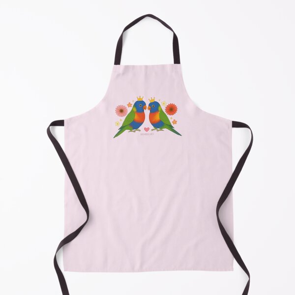 Item preview, Rainbow Lorikeet Couple with Flowers - Solid Pink designed and sold by HIMEKARI.