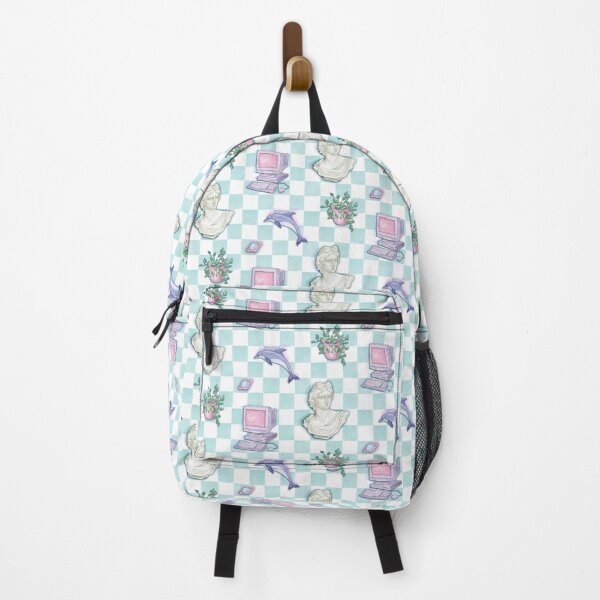 Item preview, Vaporwave Artifacts in Watercolour against Light Turquoise Checkers designed and sold by Doodle Finch Designs.