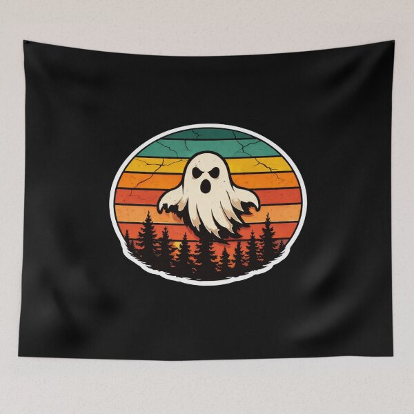 Item preview, Disrespect Nature Get Haunted Ghost Sticker, Funny Dark Humor Camping Sticker, Vintage Sunset Forest Ghost Decal designed and sold by VibeOffline Studio.