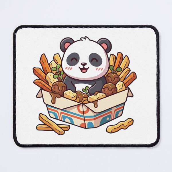 Item preview, Cute Panda Fast Food Lover – Kawaii Fries & Snack Box Cartoon Design designed and sold by snaperos.