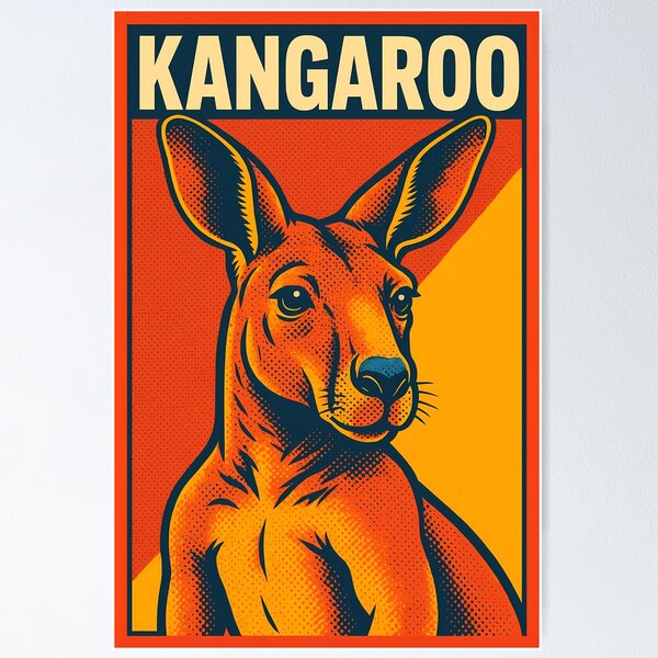 Item preview, Retro Pop Art Kangaroo | Vibrant Australian Wildlife Illustration | Bold Outback Animal Aesthetic Design designed and sold by PaintedPixels01.