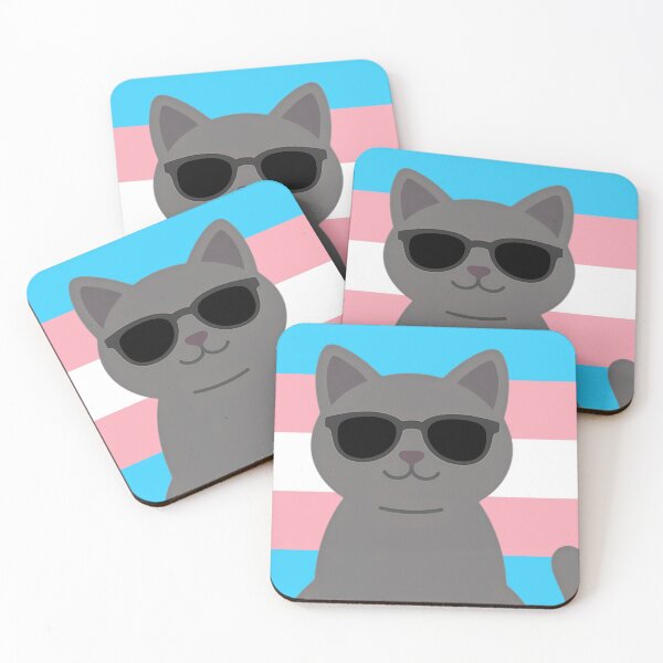 Artikelvorschau, Coole Katze mit Transflagge entworfen und verkauft von CarefulCreation.