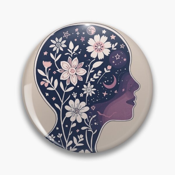 Item preview, Beige Blooming head Boho Mother Earth flowers stars in the head spirit soul psyche Face Nature Spiritual Art designed and sold by VISO-art.