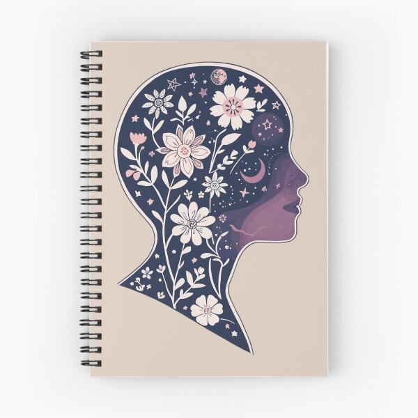 Item preview, Beige Blooming head Boho Mother Earth flowers stars in the head spirit soul psyche Face Nature Spiritual Art designed and sold by VISO-art.