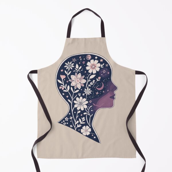 Item preview, Beige Blooming head Boho Mother Earth flowers stars in the head spirit soul psyche Face Nature Spiritual Art designed and sold by VISO-art.