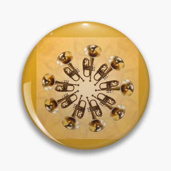 Item preview, Golden Trumpet Circle Sunburst – Vintage Brass Horn Jazz Music Orchestra Mandala Art designed and sold by zohocreations.