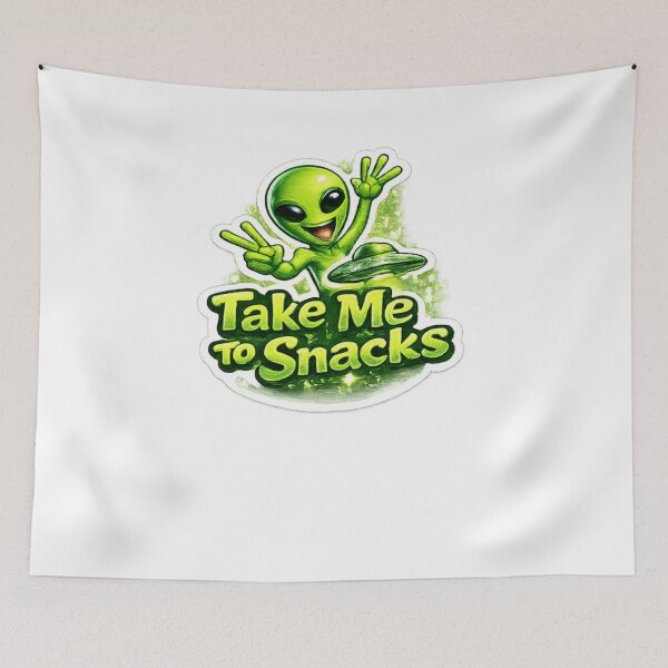 Item preview, Cute Alien Take Me To Snacks Funny UFO Cartoon Design designed and sold by Artbysarmina.