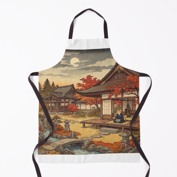 Item preview, Cat Meditating at Autumn Temple — Neko Zen Zu | Japanese Ukiyo-e Cat Art designed and sold by Ukiyo Neko Hyakkei - Cats of the Floating World-.
