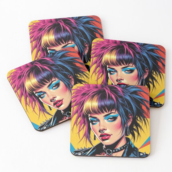 Item preview, Sassy Punk Woman Pop Art. Colorful Portrait, Bring Your Sassy Retro Vibe... designed and sold by Moonrock Design.