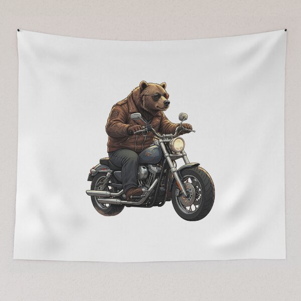 Item preview, Grizzly Bear Riding Classic Motorcycle Graphic designed and sold by ASMAR B.