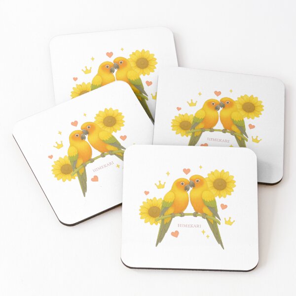 Item preview, Sun Conure Couple with Sunflowers - Transparent designed and sold by HIMEKARI.