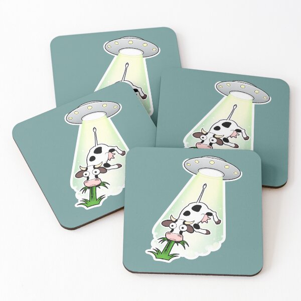 Item preview, Funny Alien Cow Abduction Sticker – UFO Meme Cartoon, Cute Weird Aesthetic Decal designed and sold by LYZ7VANI.