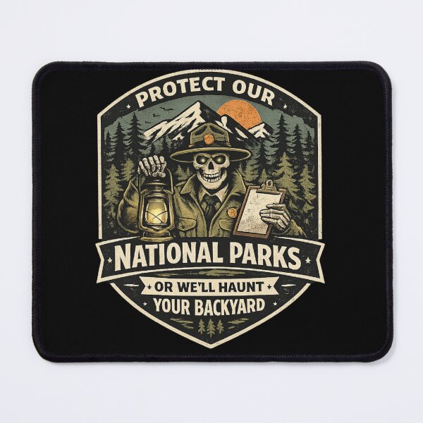Item preview, Protect National Parks Or We'll Haunt Your Backyard Shirt, Skeleton Ranger Camping Shirt, Funny National Park Graphic Tee designed and sold by VibeOffline Studio.