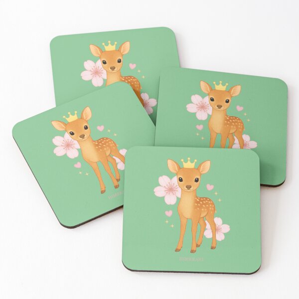 Item preview,  Fawn with Cherry Blossoms - Solid Green designed and sold by HIMEKARI.