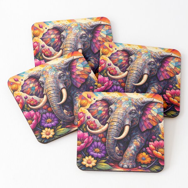 Item preview, Colorful Elephant in Blooming Garden designed and sold by cuprum.