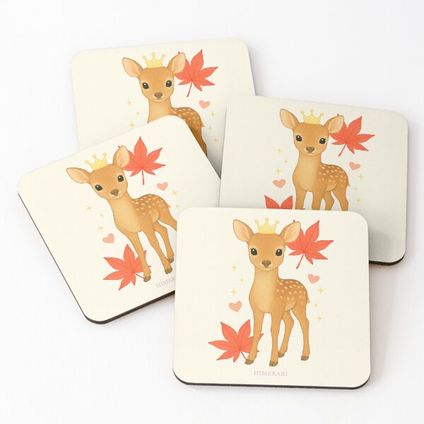 Item preview, Cute Fawn with Autumn Maple Leaves - Solid Cream designed and sold by HIMEKARI.