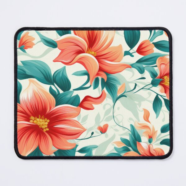 Item preview, Vibrant Coral and Teal Tropical Floral Seamless Pattern designed and sold by Artsy Corner.