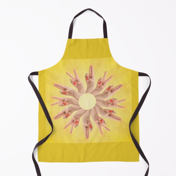 Item preview, Peace Sign Hands Sunflower Mandala – Red Nails Victory Fingers Yellow Positive Vibes Art designed and sold by zohocreations.