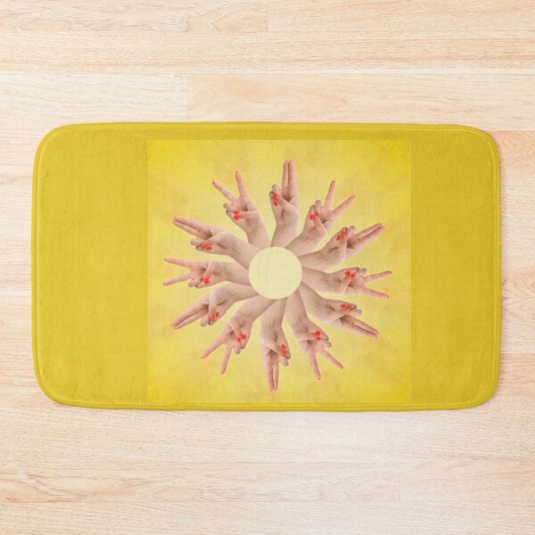 Item preview, Peace Sign Hands Sunflower Mandala – Red Nails Victory Fingers Yellow Positive Vibes Art designed and sold by zohocreations.
