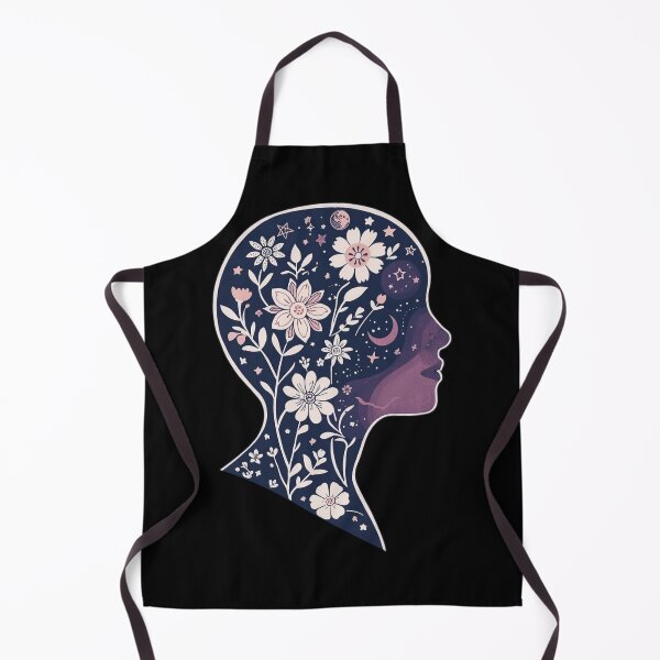 Item preview, Black Blooming head Boho Mother Earth flowers stars in the head spirit soul psyche Face Nature Spiritual Art designed and sold by VISO-art.