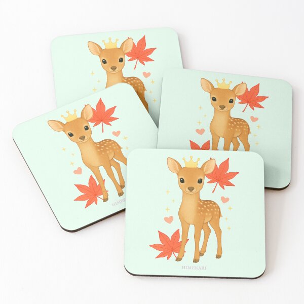 Item preview, Cute Fawn with Autumn Maple Leaves - Solid Mint designed and sold by HIMEKARI.