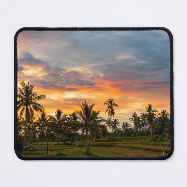 Item preview, Bali Rice Field Sunset Tropical Landscape Photography Palm Tree Nature Print designed and sold by WildFrameNature.