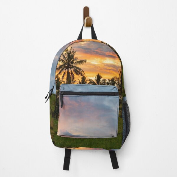 Item preview, Bali Rice Field Sunset Tropical Landscape Photography Palm Tree Nature Print designed and sold by WildFrameNature.