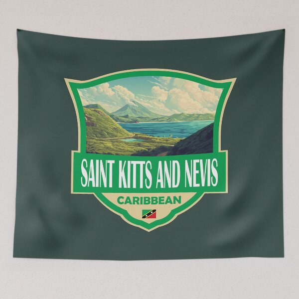 Item preview, Saint Kitts and Nevis Illustration Retro Badge designed and sold by KrisSidDesigns.