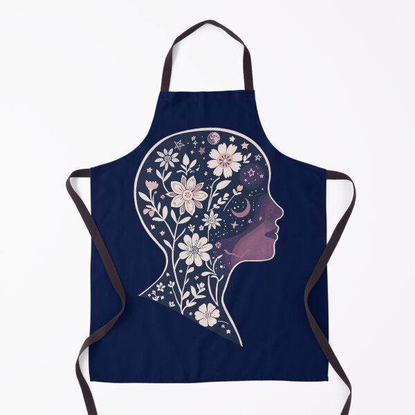 Item preview, Deep Blue Blooming head Boho Mother Earth flowers stars in the head spirit soul psyche Face Nature Spiritual Art designed and sold by VISO-art.