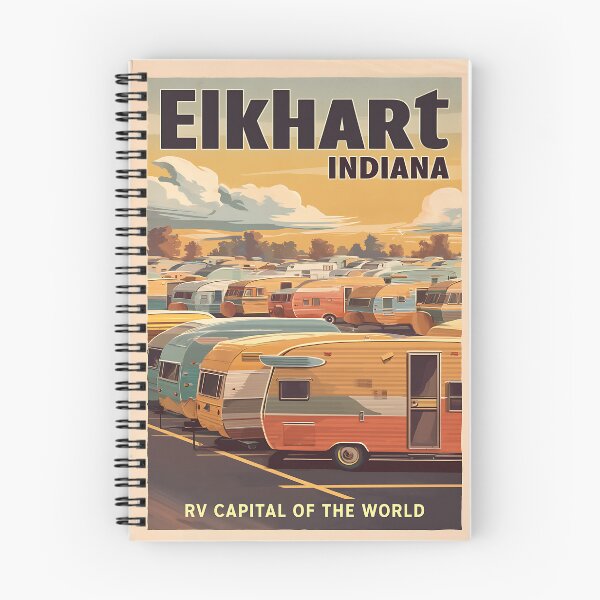 Item preview, Elkhart Indiana Vintage RV Travel Poster 1950s Style designed and sold by Boddicca.