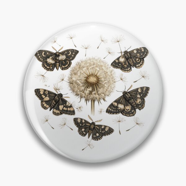 Item preview, Dandelion Puff and Moths Botanical Floral Art designed and sold by funnyshop222.