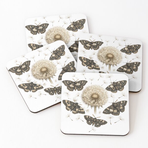 Item preview, Dandelion Puff and Moths Botanical Floral Art designed and sold by funnyshop222.