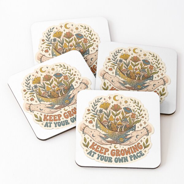 Item preview, Retro Keep Growing Cosmic Moon Wildflowers Sticker Art designed and sold by Aurora Prints.