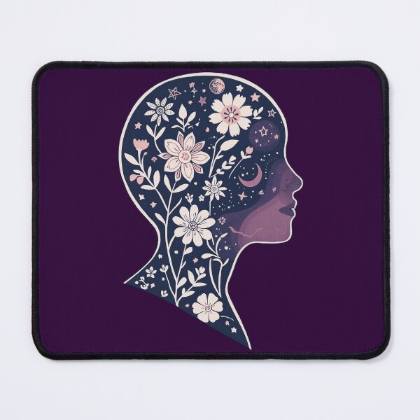 Item preview, Deep Purple Blooming head Boho Mother Earth flowers stars in the head spirit soul psyche Face Nature Spiritual Art designed and sold by VISO-art.
