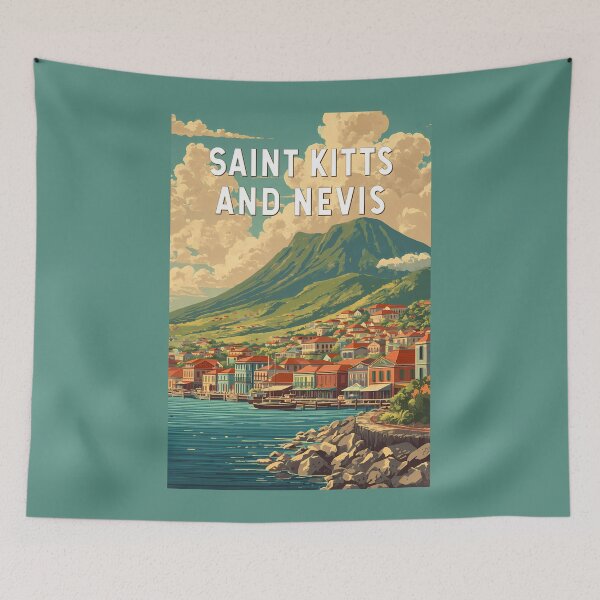 Item preview, Saint Kitts and Nevis Illustration Travel Art Vintage designed and sold by KrisSidDesigns.