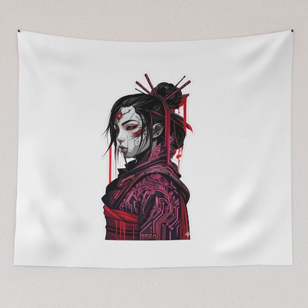 Item preview, ​Cyberpunk Geisha: Futuristic Neo-Tokyo Female Samurai Art designed and sold by RickyStick.