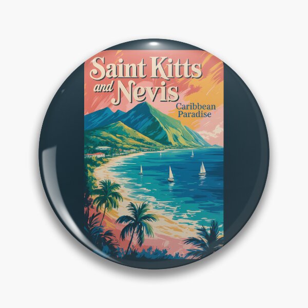 Item preview, Saint Kitts and Nevis Landscape Illustration Travel Art Vintage designed and sold by KrisSidDesigns.