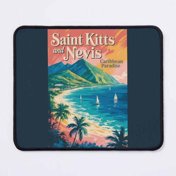 Item preview, Saint Kitts and Nevis Landscape Illustration Travel Art Vintage designed and sold by KrisSidDesigns.