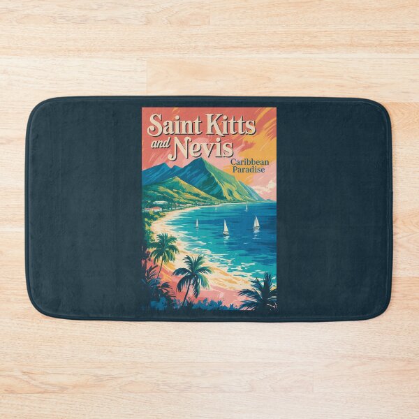 Item preview, Saint Kitts and Nevis Landscape Illustration Travel Art Vintage designed and sold by KrisSidDesigns.