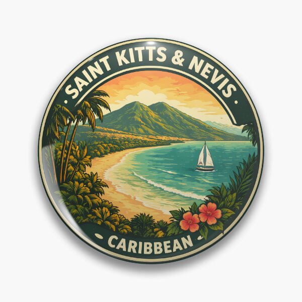 Item preview, Saint Kitts and Nevis Illustration Travel Art Badge designed and sold by KrisSidDesigns.