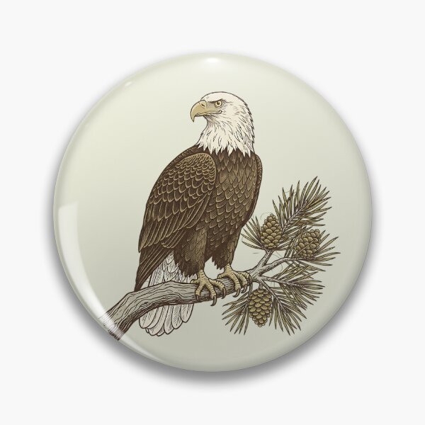 Item preview, Patriotic Bald Eagle on Pine Branch Nature Illustration designed and sold by BirdsnStuff.