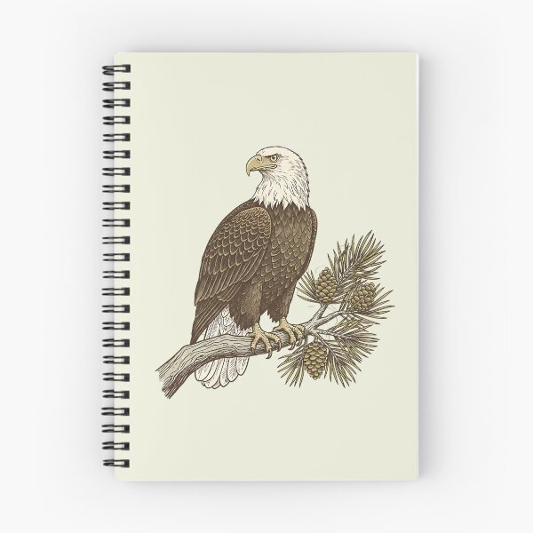 Item preview, Patriotic Bald Eagle on Pine Branch Nature Illustration designed and sold by BirdsnStuff.