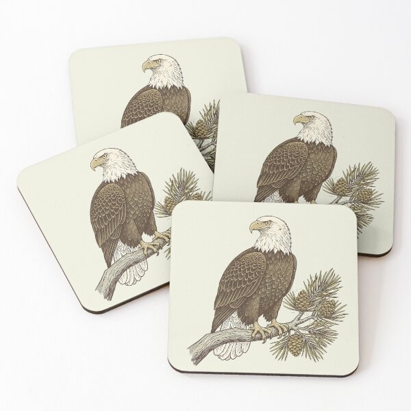 Item preview, Patriotic Bald Eagle on Pine Branch Nature Illustration designed and sold by BirdsnStuff.