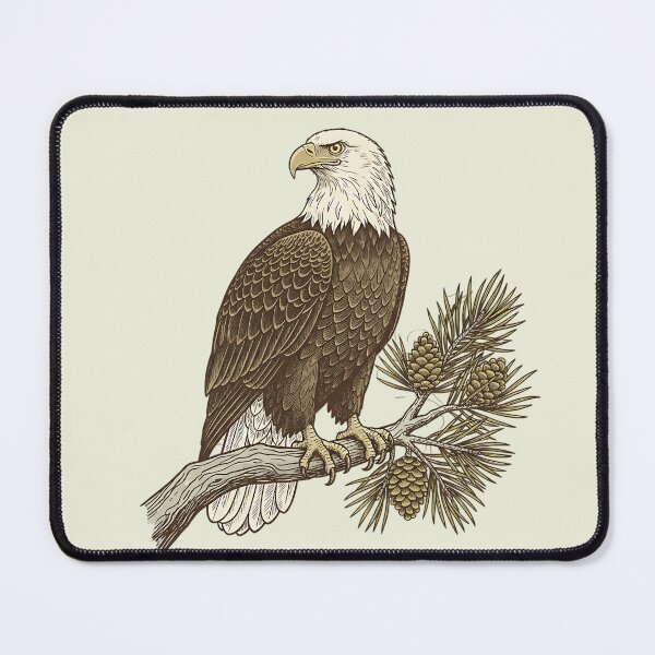 Item preview, Patriotic Bald Eagle on Pine Branch Nature Illustration designed and sold by BirdsnStuff.