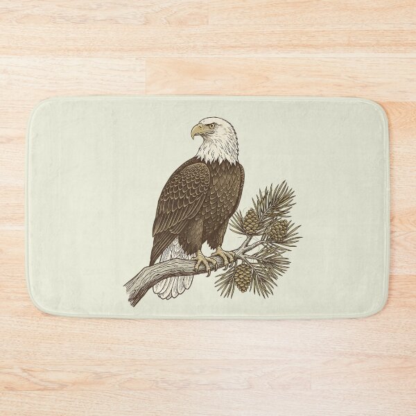 Item preview, Patriotic Bald Eagle on Pine Branch Nature Illustration designed and sold by BirdsnStuff.