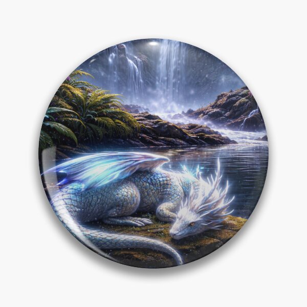 Item preview, Dragón espíritu durmiente junto a la cascada de la jungla resplandeciente designed and sold by Pond21.