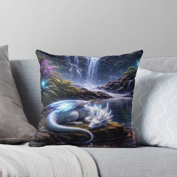 Aperçu de l'œuvre Dragon spirituel endormi près de la cascade lumineuse de la jungle créée et vendue par Pond21.