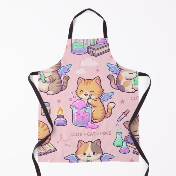 Item preview, Cute Kawaii Bakeneko Kittens Chemistry Lab & Magic Potions Pattern designed and sold by InnerwayStudio.