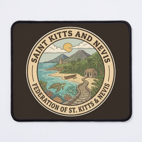 Item preview, Saint Kitts and Nevis Landscape Illustration Travel Art Badge designed and sold by KrisSidDesigns.