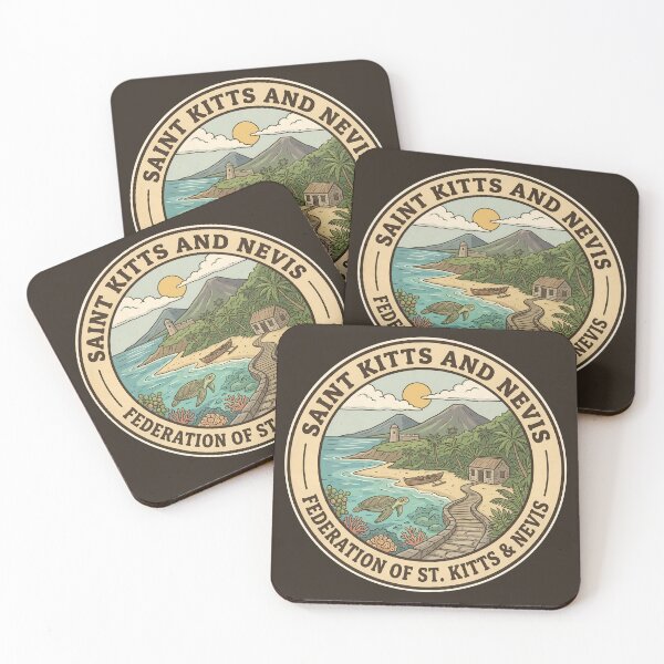 Item preview, Saint Kitts and Nevis Landscape Illustration Travel Art Badge designed and sold by KrisSidDesigns.